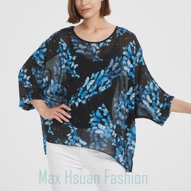 Blusa suelta de murciélago para mujer, parte superior de gasa, estampado de camuflaje, kimono poncho, túnica de caftán, Mariposas de cielo nocturno, One Size
