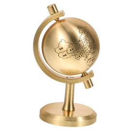 CORHAD Copper Globe Decor with Base Rotating Desktop Ornament for Office Home Craftsmanship Unique Vintage Design for Car Decoration Study