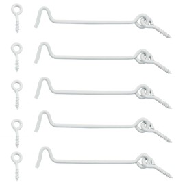 Sdstone Cabin Hook and Eye Latch Gate Door Swivel Window Latch Hook with Mounting Screws,Carbon Steel Door Hook Latch(4 inch, 5PCS) White