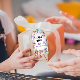 50Pcs Jungle Thank You Tags Wild Animals Gift Tag with String for Jungle Safari Theme Baby Shower Birthday Party, Rainbow Tiger Elephant Animal Party Favor Tags
