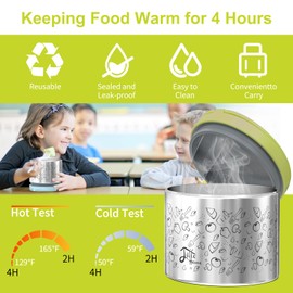 Lille Home Portable Insulated Lunch Box Set with Stainless Steel Cutlery, vacuum lunch box, to Keep Food Warm or Cool, Two Containers for Fruits and Sauces, Durable and Leak-Proof