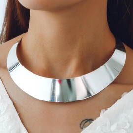 Chunky Gold Necklace Gold Statement Necklace for Women Dainty Gold Choker Necklace Gold Chunky Necklace Gold Chain Charm Necklace Exaggerated Ethnic Big Statement Necklace Gold African Tribe Wide Metal Choker Jewelry