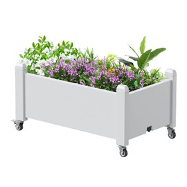 EasyUp Horticulture Garden Bed with Legs, Divisible Resin Planter Box for Backyard, Patio, Balcony, with 4 Legs, 4 Swivel Lockable Wheels