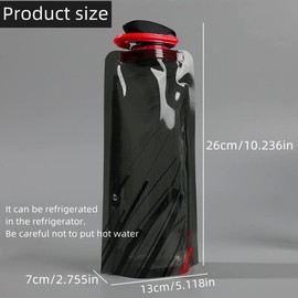Foldable Water Bottle With Carabiner - 2Pcs Flexible Drinking Water Bags With Clips, Collapsible Plastic Canteen for Reusable Hydration