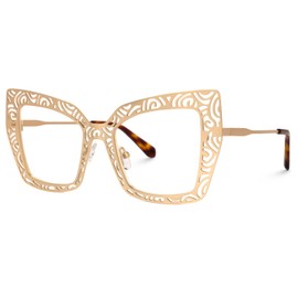 VOOGLAM Square Blue Light Glasses for Women Anti UV Eyestrain Dry Eyes Computer Phone TV Eyewear Gold