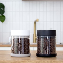 Cherry Star Lock-in Automatic Vacuum Coffee Bean Storage Airtight Container Canister Storage Bin, White White_1350ml1350ml / 체리스타 락인 자동 진공 커피 원두 보관 밀폐 용기 캐니스터 보관통, 화이트화이트_1350ml1350ml