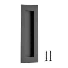 Ravinte 1 Pack Black Sliding Closet Door Handles Black Flush Pulls 5.9in Length Recessed Finger Pulls for Sliding Barn Door Sqaure Cabinet Pulls Stainless Steel