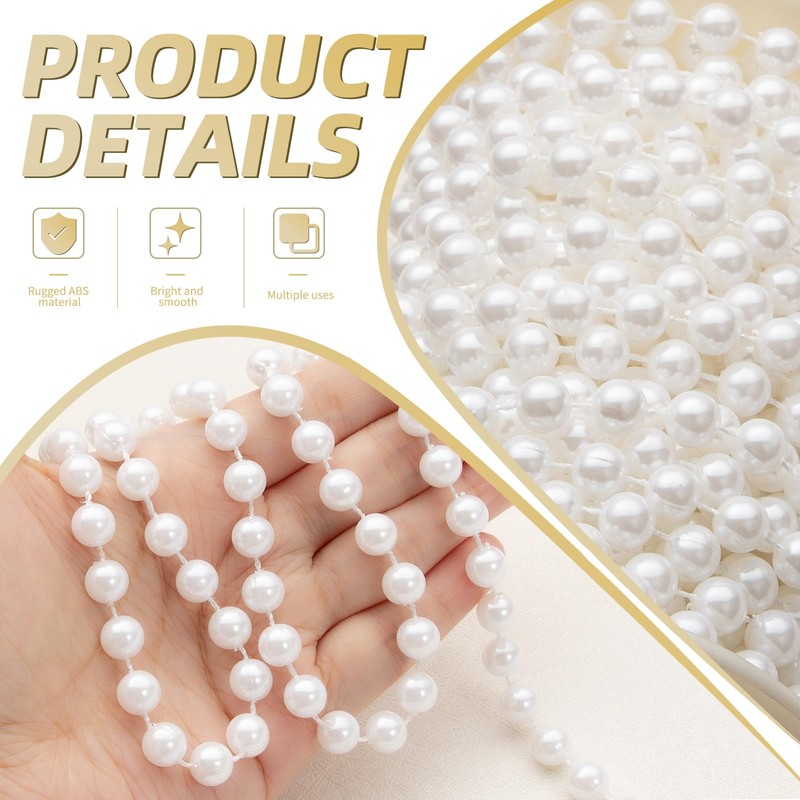 ZPEXRV 48 Feet Faux Pearl Beads Garland 8mm Craft String