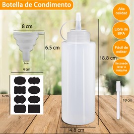 RUAKIVA 3 Pcs 8.2 oz/240 ml Botellas de Plástico Exprimibles,Botellas Multiusos para Aalsa de Tomate,Condimentos,Salsa de Barbacoa,Jarabes y Más,Incluye 1 Embudo de Silicona, 4 Etiquetas y 1 Bolígrafo