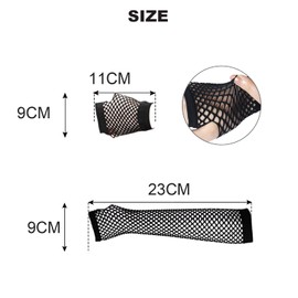 VIKSAUN 4 Pairs of Long and Short Fishnet Gloves, Black Fingerless Fishnet Gloves, Mesh Gloves, Women's Gloves, Evening Gloves for 80s Fancy Dress Costume Party Supplies, black