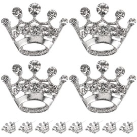 Luoem Crown Brooch Pin Crystal Brooch Scarf Buckle Collar Pin Corsage Bouquet Kit Wedding Party Brooch Pin 12pcs (Silver)