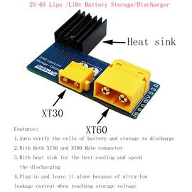LiPo Charger Discharger, Lipo Battery Charger, 2-6S LIPO Discharger Module Built-in LED Indicator 3.8V for RC XT30 XT60 FPV Drone LIPO Battery Storage