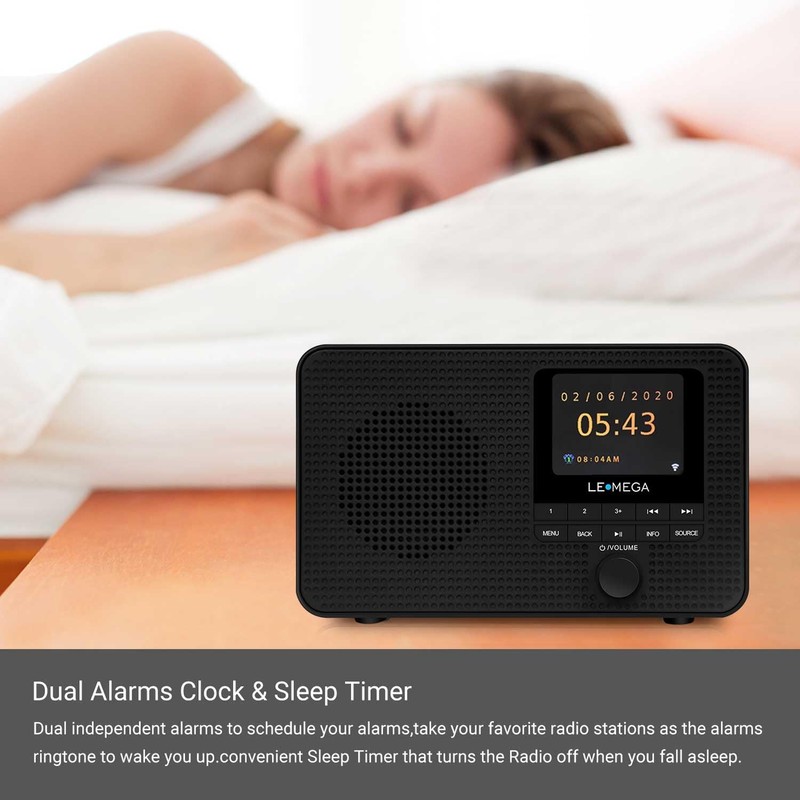 LEMEGA IR1 Portable WiFi Internet Radio,FM Digital Radio,Bluetooth Speaker,Dual Alarms