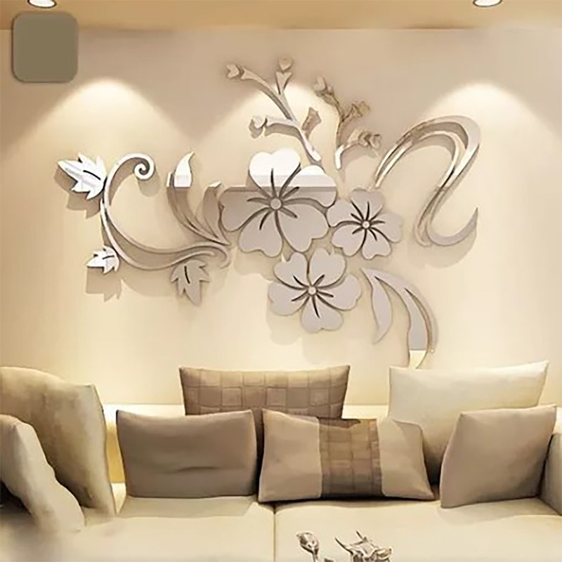 Acrylic Mirror Wall Sticker Removable 3D Wall Decal for Living
