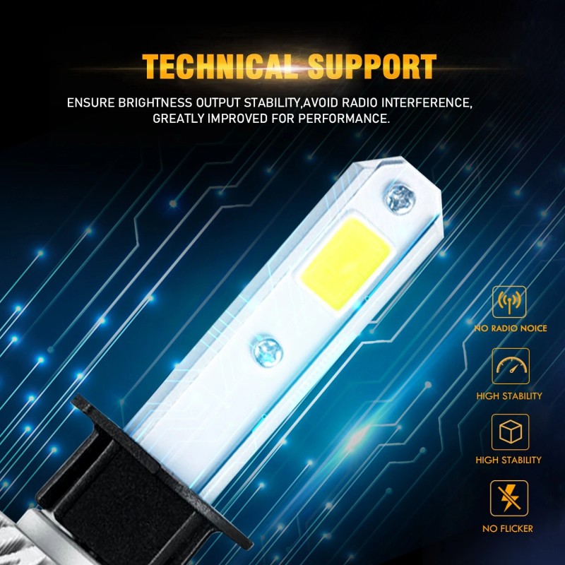 AUXBEAM 72W S2 H1 LED Headlight High Low Beam Fog