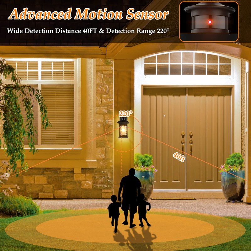 2 Packs Motion Sensor Outdoor Sconce - Advanced Dusk to