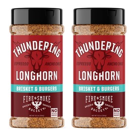 Fire & Smoke Society Thundering Longhorn Steak Seasoning | BBQ Rubs, Steak Rub for Smoking and Grilling Meat | Brisket, Burgers Dry BBQ Rubs and Spices | XL (2-Pack)