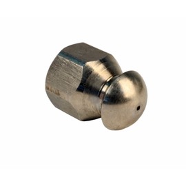 Erie Tools Button Nose 1/4-inch Drain Cleaning Nozzle 12.0 Orifice 5500 PSI Stainless Steel for Sewer Pipe Water Jetter