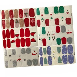 LALAFINA 6pcs Snowflake Snowman Nail Decals Manicure Stickers Easy Application Nail Art Sticker Set for Women Girls Home Party Holiday