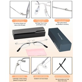 UXAOSVME Bifocal Reading Glasses For Women Fashion,Photochromic Rimless Presbyopia Glasses Men-Anti UV/Blue Light