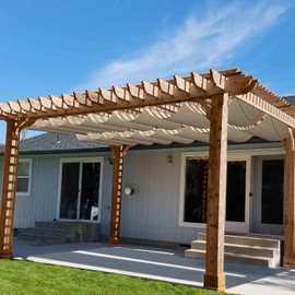 Patio 3'W x 12'L Waterproof Pergola Shade Cover Retractable Canopy Replacement, Outdoor Pergolas Fabric Covers for Patio, Sun Shades Cloth with Slide-On Wire Cable for Deck Gazebo Backyard, Beige