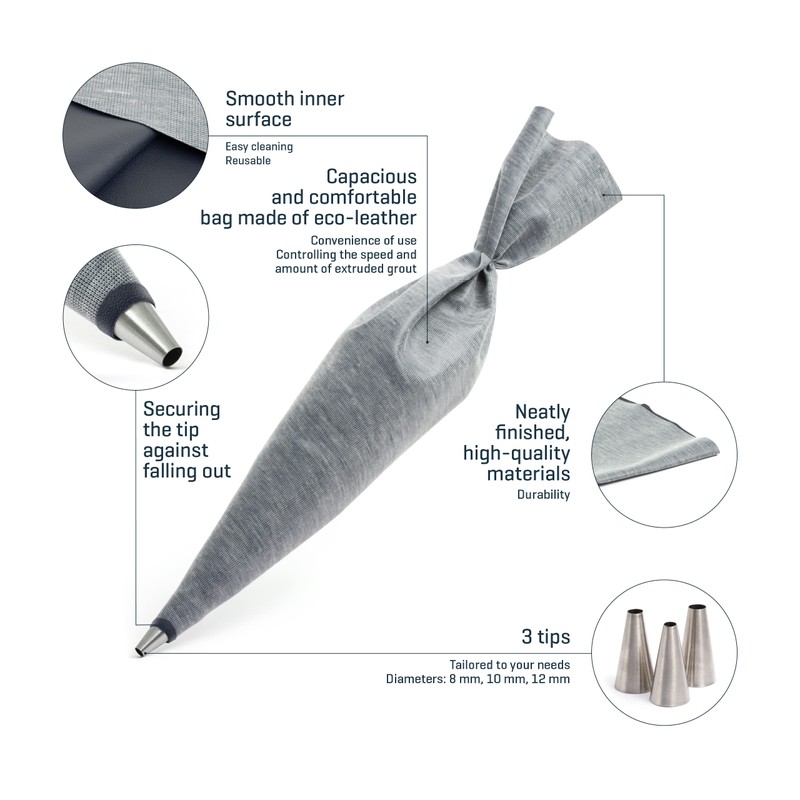COMENSAL Mortar Bag with Tip, Professional Grout Bag, Joint Filler