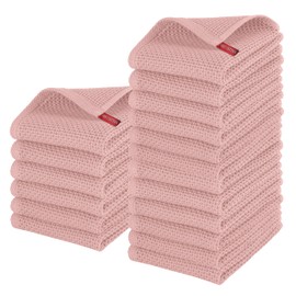 Elegant Comfort 100% Turkish Cotton 18-Pack Waffle Premium Kitchen Towels - Quick Drying and Super Absorbent Kitchen Dishcloth Towels, Ultra Soft Multi-Purpose Cleaning Towels, 16 x 25, Dusty Rose