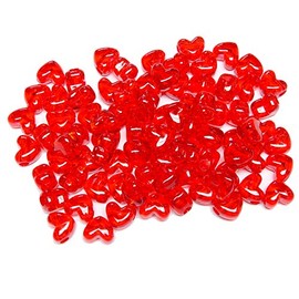 JOLLY STORE Crafts Ruby Red Color Heart Shaped Pony Beads with Horizontal Hole, Made in USA