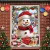 Saoplasa Christmas Party Banner 47x31 Inch Snowman Window Cover Holiday