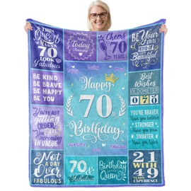 Batantec Happy 70th Birthday Gifts for Women, 70 Year Old Birthday Gifts for Women Turning 70, 70th Birthday Decorations Idea, Female 70th Birthday Gifts for Her, 70th Birthday Blanket Gifts 60”X50”