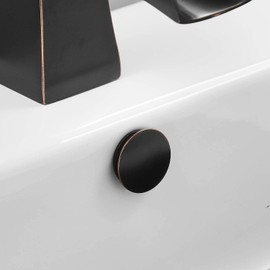 Homevacious Sink Basin Trim Overflow Cover Oil Rubbed Bronze Brass Insert in Hole Round Caps Pack 0f 2