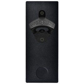 Luwanburg Black Cast Iron Bottle Opener Wall Mounted Beer Top Opener with Magnetic Cap Catcher Metal Board for Kitchen Fridge