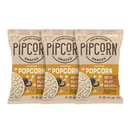 Pipcorn Heirloom Truffle Mini Popcorn - (3 Pack of 4.5oz Bags) - Vegan, No Artificial Anything, Non-GMO Heirloom Corn, No Preservatives, Soy Free, Zero Trans Fat, Gluten Free