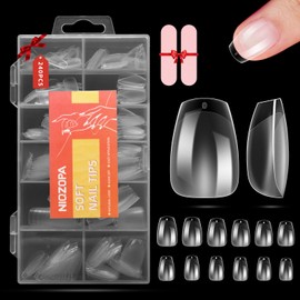 NIQZOPA Extra Short Coffin Nail Tips - 240PCS Soft Gel Nail Tips - Half Matte Full Cover Clear Press on Flase Acrylic Nails Gelly Extension Tips For Nail Salons Home DIY