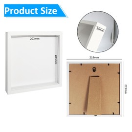 2 x 3D Picture Frames for Filling, 20 x 20 cm, 3D Object Frame, Wooden, Deep 3 cm, Display Case Frame for Objects, Flowers, Large Shadow Box, Wedding Bouquet, Memorabilia, Medals, Photos for Keepsakes