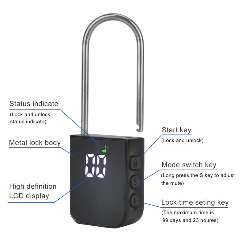 99 Days Timer Padlock,Max Timing Over 3 Month with LCD