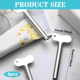 4 Stück Tubenquetscher, Edelstahl Zahnpasta Tubenpresse, Tubenausdrücker, für Alle Tuben Zahnpasta Haargel Handcreme Kosmetik, für Küche, Bad, Studio