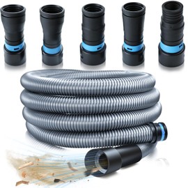1 1/4 Inch x 17 Feet Dust Collection Hose Kit for Home and Shop Vacuums System with 5 Adapters of Woodworking Power Tool and Sander, Compatible with Multi-Brands, Silver Gray Vacuum Hose