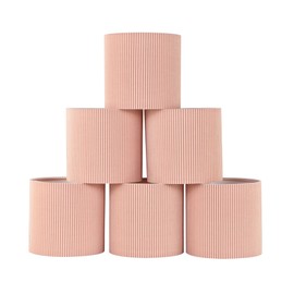 LAMPWELL KETTE Clip-on Chandelier Fabric Lamp Shades,Set of 6,Small Drum,5.4"×5.4"×H5.2",TC fabric,Handmade,Modern Trendy Decorative,ONLY FOR CANDLE BULB,Pink