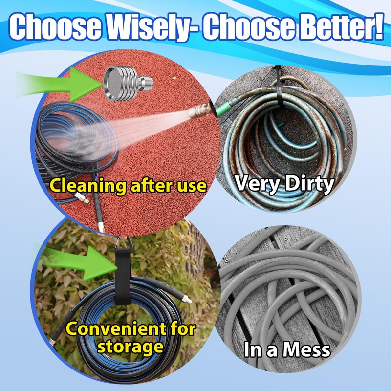 Sewer Jetter Kit for Pressure Washer(150FT),1/4" NPT Drain Cleaner Hose