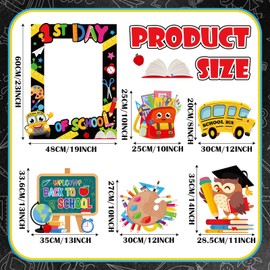 Memorywuu 6 Pcs Welcome Back to School Yard Sign with Stakes 1st Day of School Photo Frame Decor Photo Booth Selfie Frame Yard Sign for Outdoor Lawn Garden Welcome Back Decoration Classroom Decoration