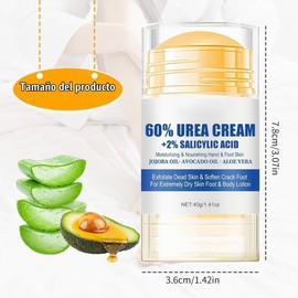 Crema para Pies con Urea al 60%, Hidratante y Antigrietas – Repara Talones Agrietados y Piel Seca, Loción en Barra para Manos, Absorción Rápida sin Residuos Grasos (1 Pcs)