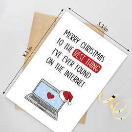 Naixiwen Funny Internet Dating Christmas Card for Him and Her, Cyber Love Holiday Card for Boyfriend and Girlfriend