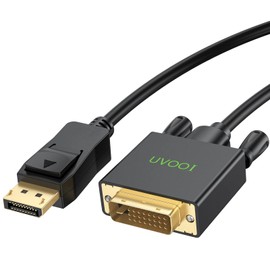 UVOOI DisplayPort to DVI Cable 6.6 Feet, Display Port (DP) to DVI-D Male to Male Cable Adapter Compatible with PC, Laptop, HDTV, Projector, Monitor, More- Gold-Plated