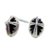 STERLING SILVER 925 AMTHTEW-004 925 Sterling Silver Earrings, Studded Rock,