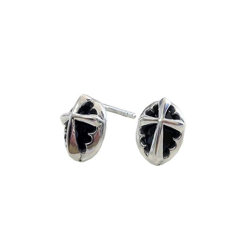 STERLING SILVER 925 AMTHTEW-004 925 Sterling Silver Earrings, Studded Rock,