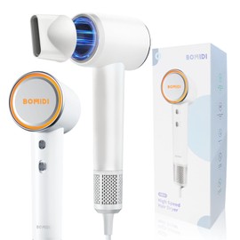 BOMIDI Secador De Pelo, Secadora De Cabello Profesional Iónico Negativo 110,000 Rpm, 1600w, 4 Temperaturas / 2 Velocidades, Temperatura Constante Sin Dañar El Cabello (Blanco)