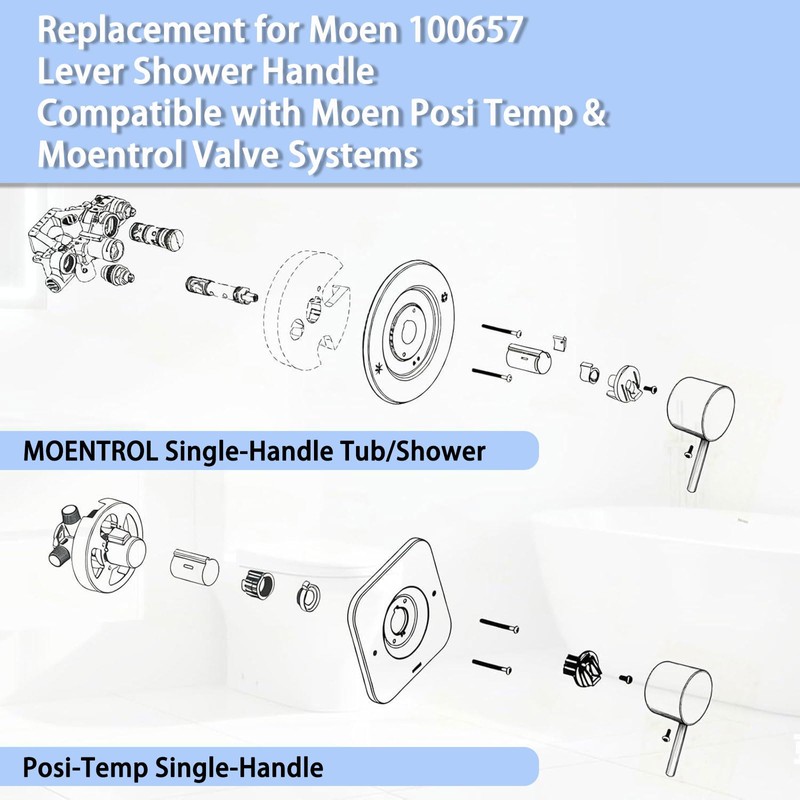 Replacement for 100657 Moen Tub/Shower Lever Handle, Compatible with Moen