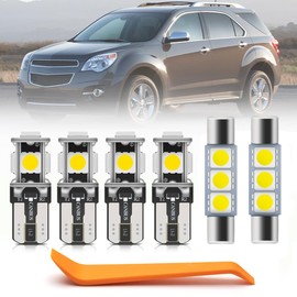 11pcs White LED Interior Lights Bulb Kit for Chevy Equinox 2010 2011 2012 2013 2014 2015 2016 2017 Map Dome Trunk License Plate Lights Super Bright Interior Light Bulbs + Install Tool