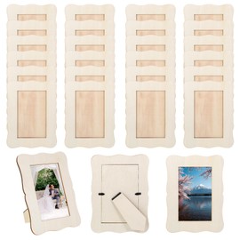 Falzqq 24 Pack Wooden Picture Frames for Crafts, 4 x 6 Inches DIY Wooden Photo Frame with Stand Original Wood Color Unfinished Standing Photo Frames for Weddings, Parties, Birthdays, Homes, DIY Crafts